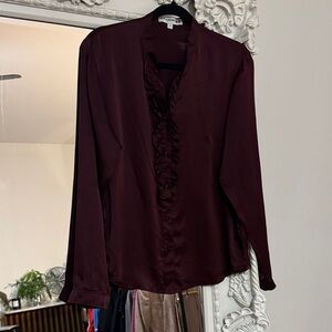 Ines De La Fressange Silk Burgundy Blouse